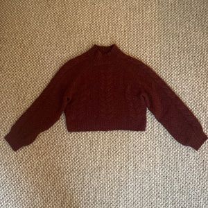 Aritzia ‘Sunday Best’ Burgundy Cropped Faux-Mohair Sweater